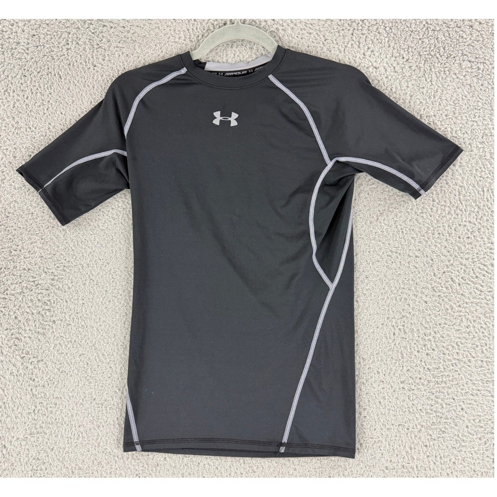 Under Armour HeatGear Compression Shirt Mens M Black Short Sleeve Athletic